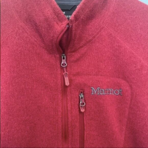 Men's Marmont Dark Red Fleece 1/4 Zip Pullover Jacket - Picture 3 of 7